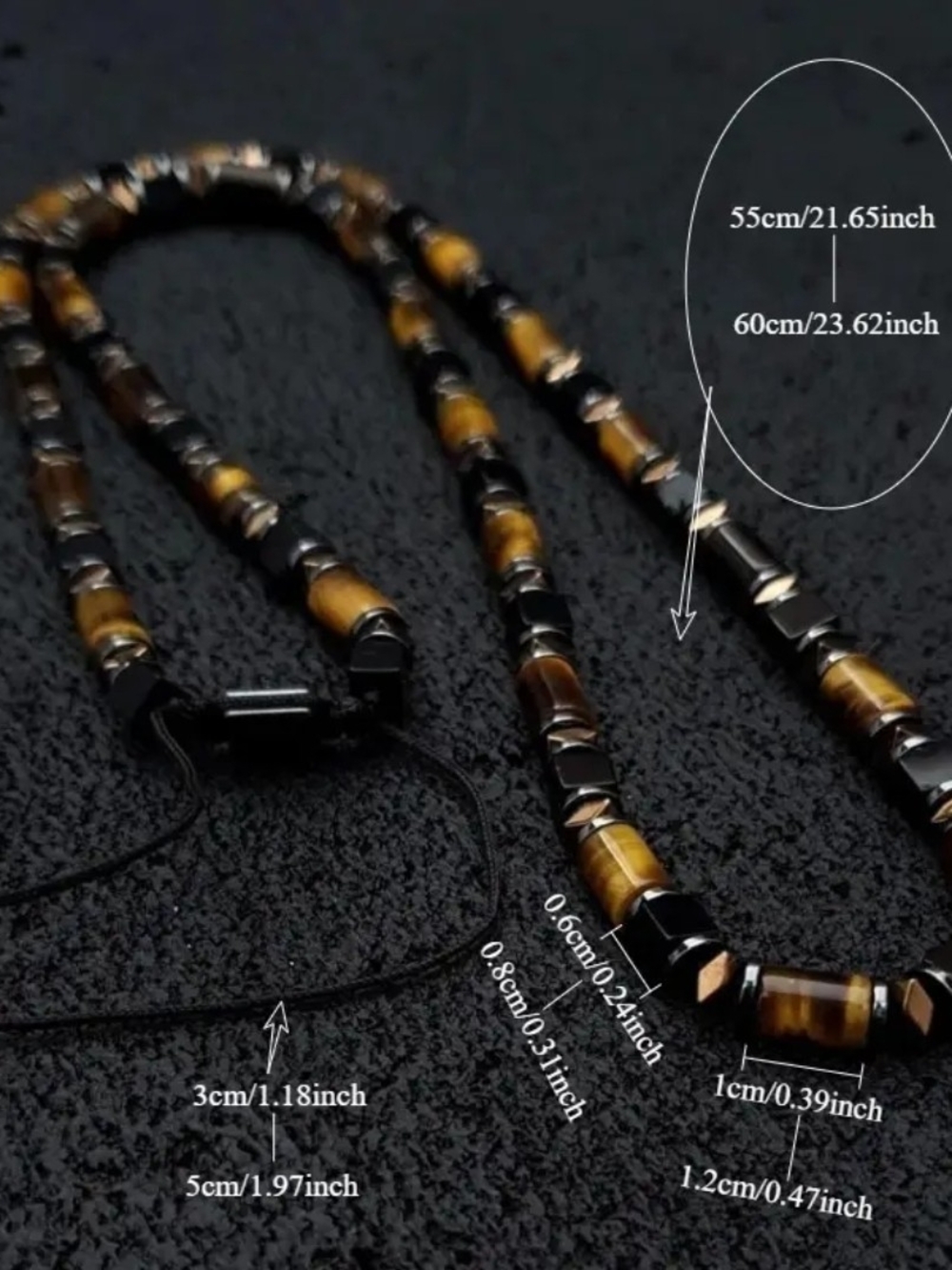 Tiger Eye Beaded Necklace with Black Hematite Accents - Picture 2 of 2